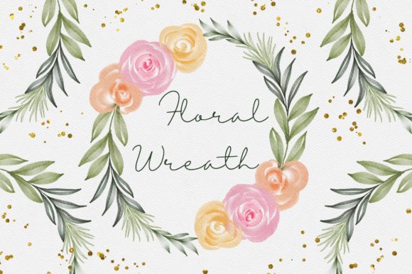 Beautiful Floral Wreath Watercolor Clipart