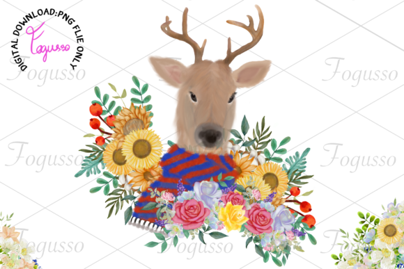 Deer of Christmas Floral: Perfect for Creative Projects