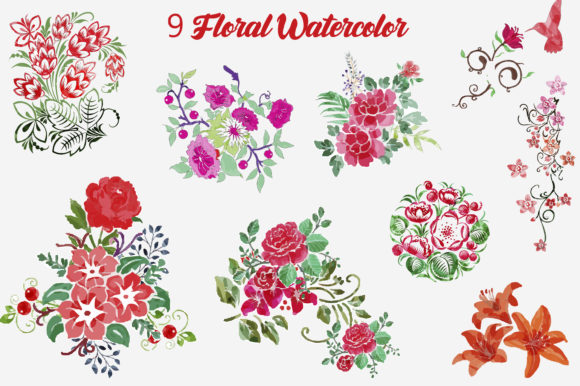 Explore the Elegance of Digital Watercolor Rose Floral Colorful